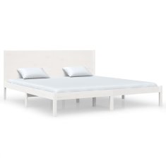 Vidaxl Posteljni okvir bel iz trdnega lesa 180x200 cm 6FT