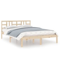 Vidaxl Posteljni okvir iz trdnega lesa 140x190 cm