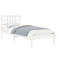 Vidaxl Posteljni okvir bel iz trdnega lesa 90x190 cm 3FT