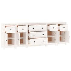Vidaxl Komoda bela 230x35x80 cm trdna borovina