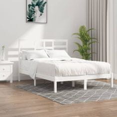 Vidaxl Posteljni okvir bel iz trdnega lesa 160x200 cm