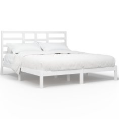 Vidaxl Posteljni okvir bel iz trdnega lesa 180x200 cm 6FT