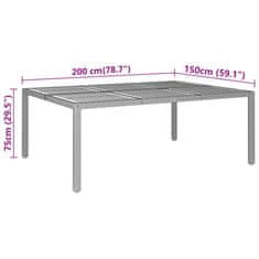 Vidaxl Vrtna miza 200x150x75 cm akacijev les in poli ratan črna