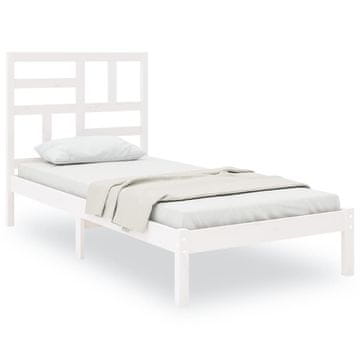 Vidaxl Posteljni okvir bel iz trdnega lesa 100x200 cm