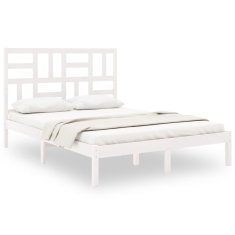 Vidaxl Posteljni okvir bel iz trdnega lesa 160x200 cm