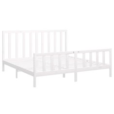 Vidaxl Posteljni okvir bel iz trdne borovine 200x200 cm