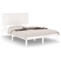 Vidaxl Posteljni okvir bel iz trdnega lesa 120x190 cm 4FT