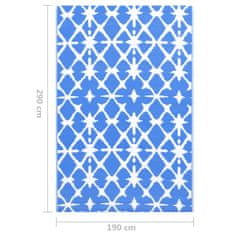 Vidaxl Zunanja preproga ARAKIL modra in bela 190x290 cm PP