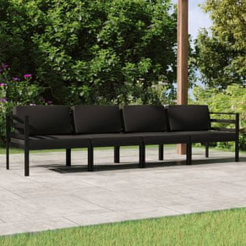 Vidaxl vidaXL 4-delni komplet vrtnega pohištva z blazinami, aluminij, antracit