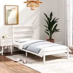 Vidaxl Posteljni okvir bel iz trdnega lesa 75x190 cm 2FT6