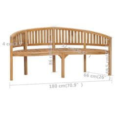 Vidaxl Klop v obliki banane 180 cm trdna tikovina