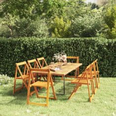 shumee Zložljivi vrtni stoli 8 kosov trden akacijev les
