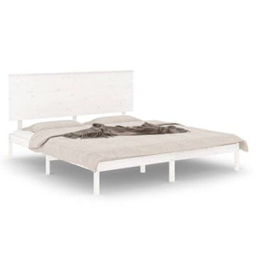 Vidaxl Posteljni okvir bel iz trdnega lesa 180x200 cm 6FT