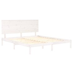Vidaxl Posteljni okvir bel iz trdnega lesa 180x200 cm 6FT