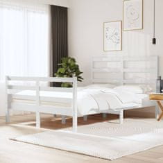 Vidaxl Posteljni okvir bel iz trdne borovine 140x190 cm