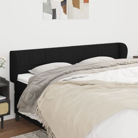 Greatstore Vzglavje z ušesi črn 203x23x78/88 cm blago