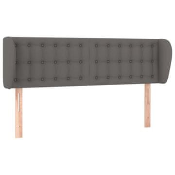 Vidaxl Vzglavje z ušesi sivo 147x23x78/88 cm umetno usnje