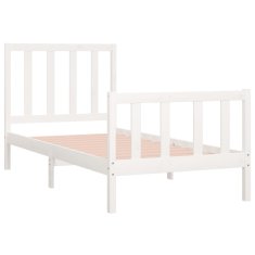 Vidaxl Posteljni okvir bel iz trdnega lesa 75x190 cm 2FT6