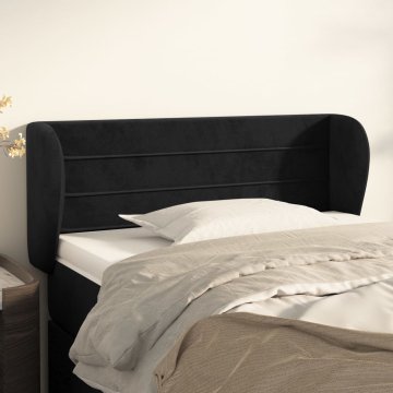 Vidaxl vidaXL Vzglavnik s krilci, črn, 93x23x78/88 cm, žamet