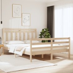 Vidaxl Posteljni okvir iz trdnega lesa 140x190 cm