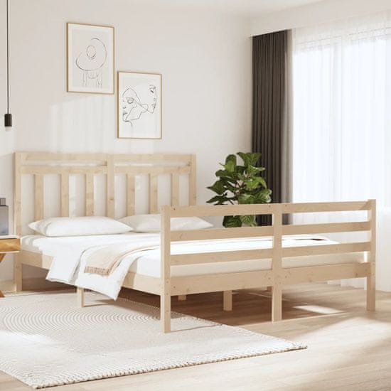 Vidaxl Posteljni okvir iz trdnega lesa 140x190 cm