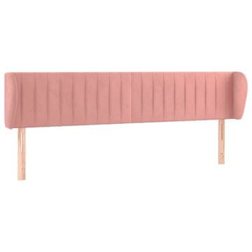 Vidaxl Vzglavje z ušesi roza 163x23x78/88 cm žamet