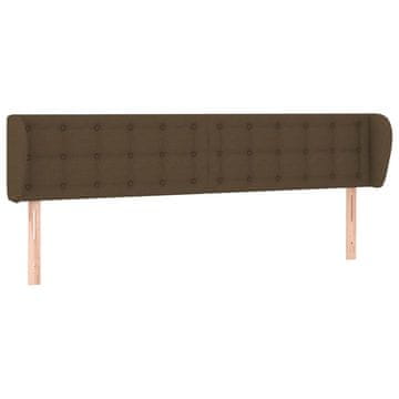 Vidaxl Vzglavje z ušesi temno rjavo 203x23x78/88 cm blago
