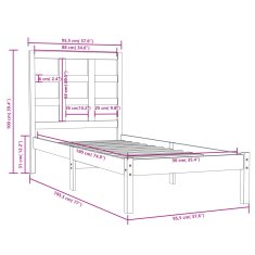 Vidaxl Posteljni okvir iz trdnega lesa 90x190 cm 3FT
