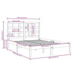 Vidaxl Posteljni okvir iz trdnega lesa 140x190 cm