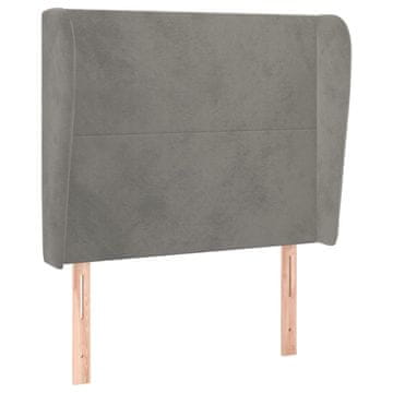 Vidaxl Vzglavje z ušesi svetlo sivo 103x23x118/128 cm žamet