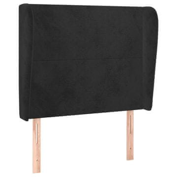 Vidaxl Vzglavje z ušesi črno 83x23x118/128 cm žamet