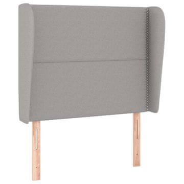 Vidaxl Vzglavje z ušesi svetlo sivo 93x23x118/128 cm blago