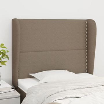 Vidaxl vidaXL Vzglavje postelje s krilci, sivo-rjavo, 93x23x118/128 cm, blago