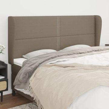 Vidaxl vidaXL Vzglavje postelje s krilci, sivo-rjavo, 203x23x118/128 cm, blago