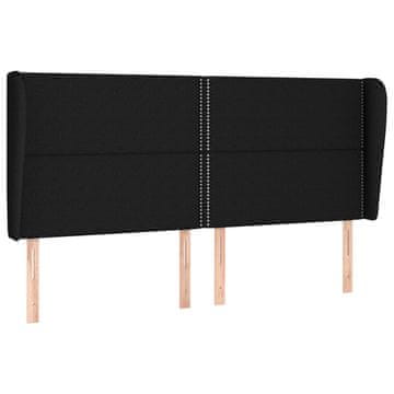 Vidaxl Vzglavje z ušesi črno 203x23x118/128 cm blago