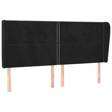 Vidaxl Vzglavje z ušesi črno 203x23x118/128 cm žamet