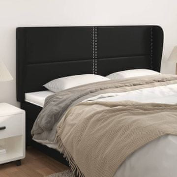 Vidaxl vidaXL Vzglavnik s krilci črne barve 183x23x118/128 cm umetno usnje