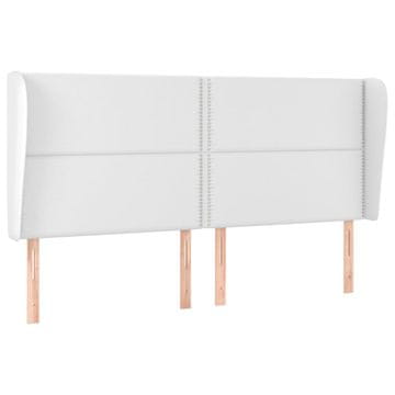 Vidaxl Vzglavje z ušesi belo 203x23x118/128 cm umetno usnje