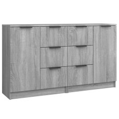 Vidaxl Komoda 2 kosa siva sonoma 60x30x70 cm konstruiran les