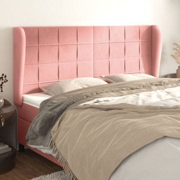 Vidaxl vidaXL Vzglavnik s krilci, roza 163x23x118/128 cm, žamet