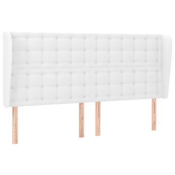 Vidaxl Vzglavje z ušesi belo 163x23x118/128 cm umetno usnje