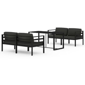Vidaxl Vrtna sedežna garnitura 5-delna z blazinami aluminij antracit