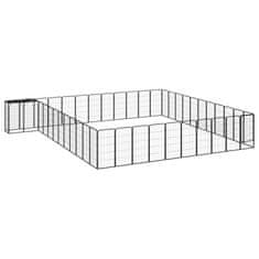 Vidaxl Pasja ograda s 46 paneli črna 50x100 cm prašno barvano jeklo