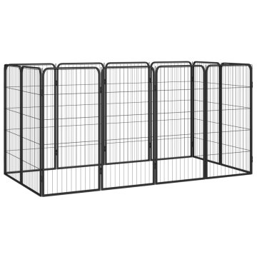 Vidaxl Pasja ograda z 12 paneli črna 50x100 cm prašno barvano jeklo