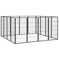 Vidaxl Pasja ograda s 16 paneli črna 50x100 cm prašno barvano jeklo