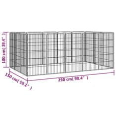 Vidaxl Pasja ograda s 16 paneli črna 50x100 cm prašno barvano jeklo