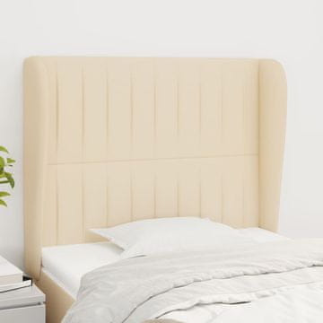 Vidaxl vidaXL Vzglavje postelje s krilci, kremno, 103x23x118/128 cm, blago