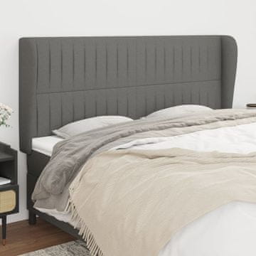 Vidaxl vidaXL Vzglavje s krilci temno sivo 203x23x118/128 cm blago