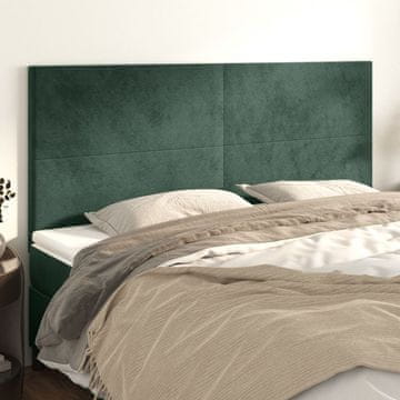 Vidaxl vidaXL Vzglavja za posteljo, komplet 4 kosov, temno zelena, 90x5x78/88 cm, žamet