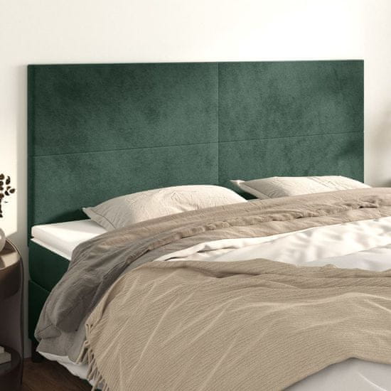shumee Posteljno vzglavje 4 kosa temno zelen 90x5x78/88 cm žamet